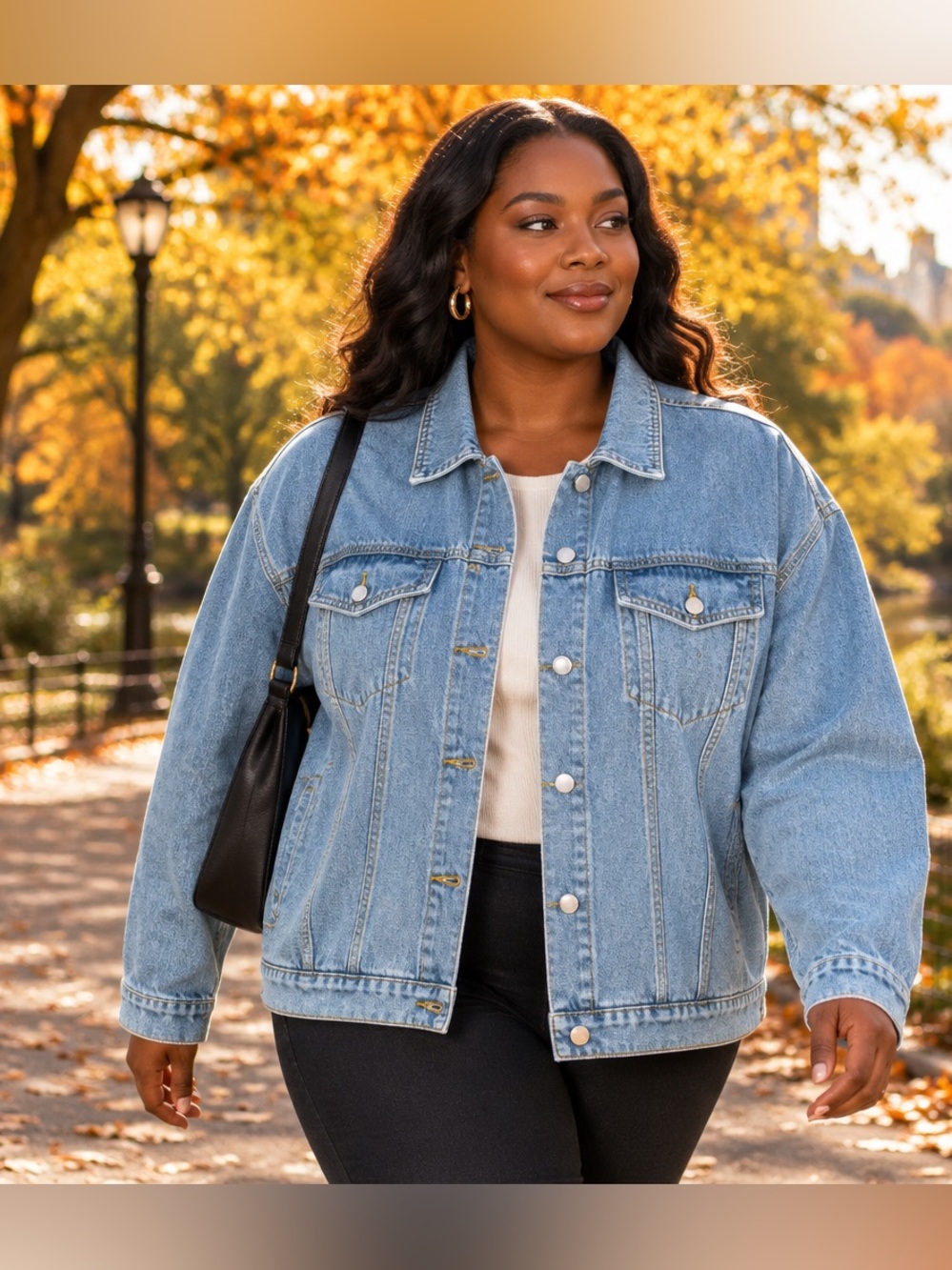 Women’s Blue Denim Truckers Jacket Button Front Pockets Long Sleeve Size XL
